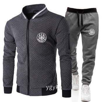 P-BERETTA Fall Men's 2 Piece Activewear Zip Stand Collar Jacket + Pants Activewear Men's Sweatshirt Casual Set man
